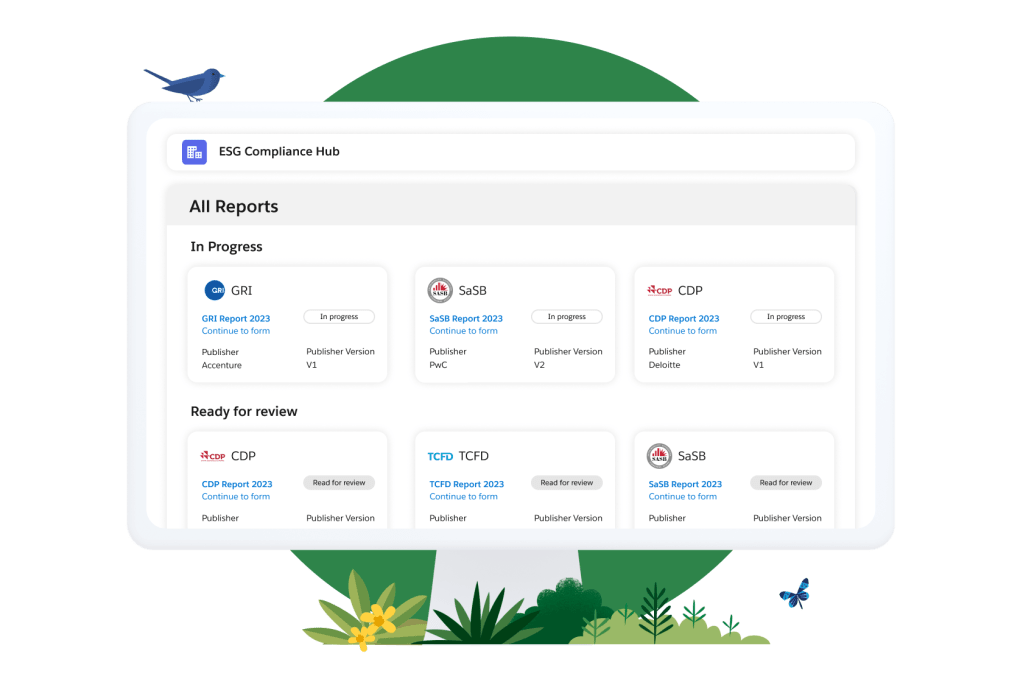 A dashboard for ESG Compliance Hub displaying all the reports.